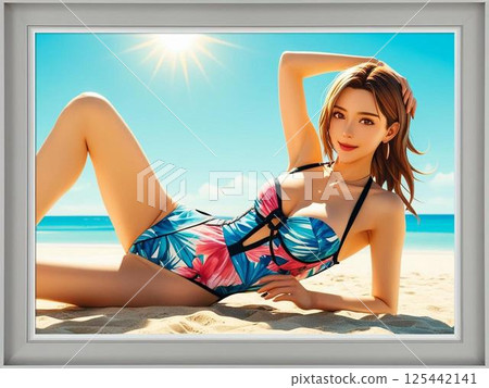 woman in swimsuit on the beach 125442141