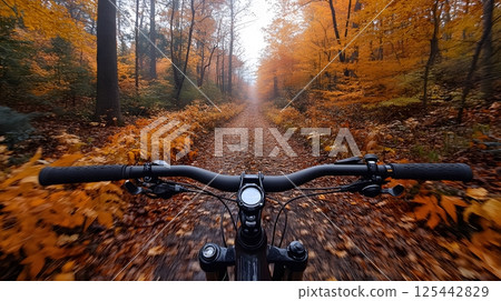 bike ride along country trail in autumn 125442829
