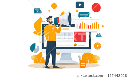 digital marketer working on ad campaign dashboard digital marketer working on ad campaign dashboard 125442928