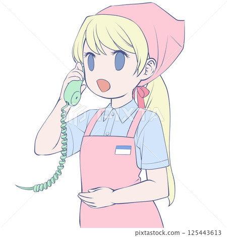 金髮女店員在電話裡微笑著交談 125443613