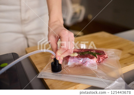 Sealing Fresh Meat for Preservation Using a Vacuum Sealer for Longer Lasting Freshness Sealing Fresh Meat for Preservation Using a Vacuum Sealer for Longer Lasting Freshness 125443678