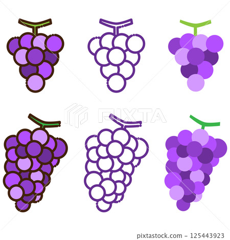 Set of 6 variations of grape illustrations 125443923