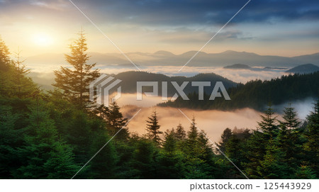 逼真的雲海影像 125443929