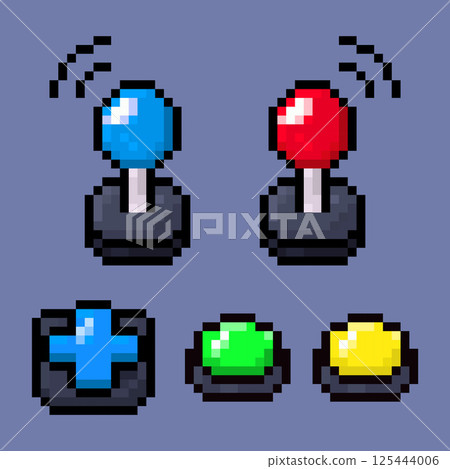 Retro Pixel Arcade Controller Set Colorful Joystick and Buttons Pack 125444006