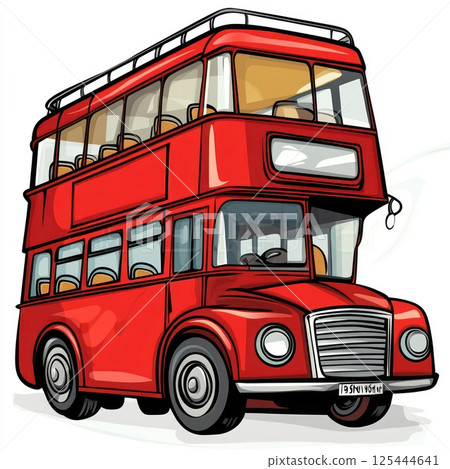 Classic red double-decker bus illustration. 125444641