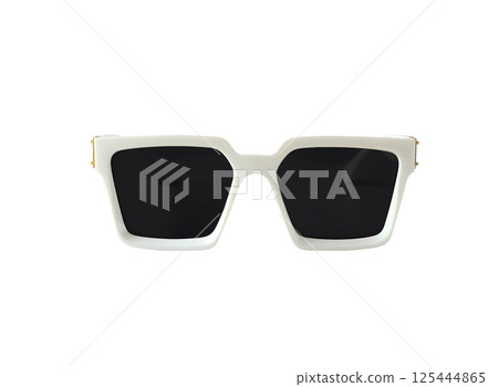 Sunglasses in white frame on white background. 125444865