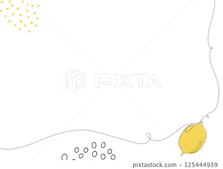 Lemon continuous line background with colorful elements. One single line organic healthy food concept. Minimalism modern style graphics design Lemon continuous line background with colorful elements. One single line organic healthy food concept. Minimalism modern style graphics design 125444939