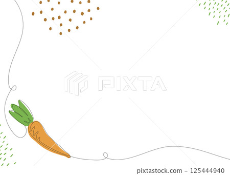 Carrot continuous line background. One single line organic healthy food concept. Minimalism modern style graphics design 125444940