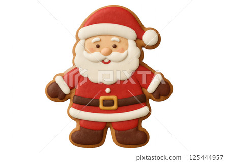 Festive Gingerbread Cookie Shaped Like Santa Claus Ready for Holiday Celebrations 125444957