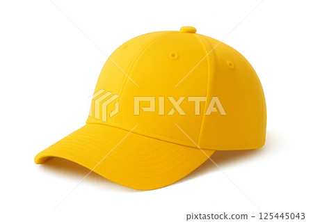 Bright Yellow Baseball Cap on Display With Smooth Fabric and a Classic Design 125445043