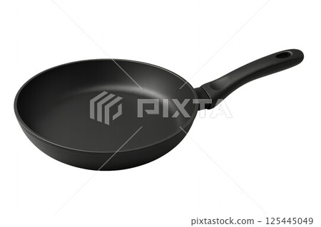 Cooking With a Black Frying Pan Suitable for Various Recipes in a Modern Kitchen Environment 125445049