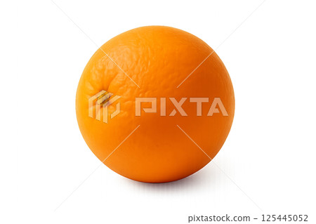 Fresh Orange Sits on a White Background Showcasing Its Vibrant Color and Smooth Texture 125445052