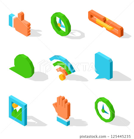 Bright isolated icons used in social media set 125445235
