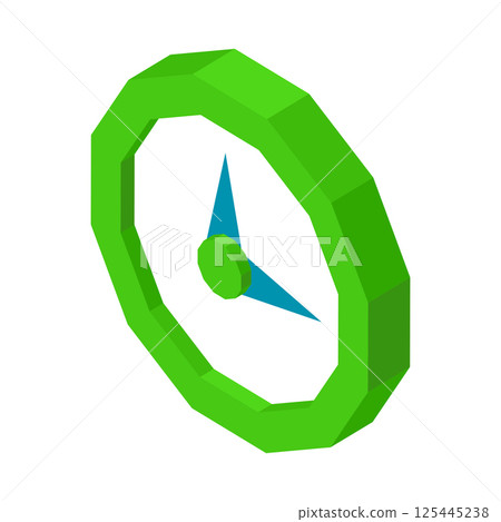 Minimalistic round wall clock icon isolated 3D illustration 125445238