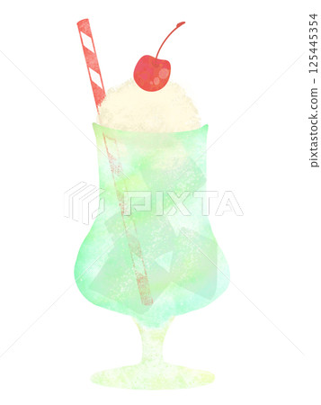 Transparent watercolor hand-drawn cream soda illustration - Melon 125445354