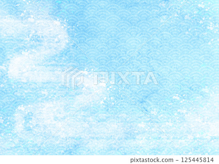 清爽水流的水彩日式背景 125445814