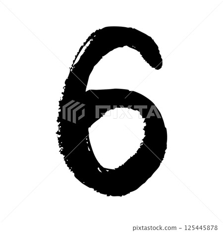 Hand drawn illustration of the number 6 125445878