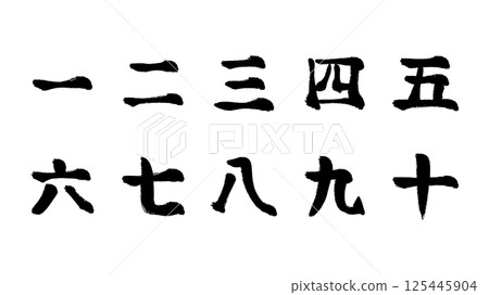 Hand-drawn illustration set of Chinese numerals 125445904