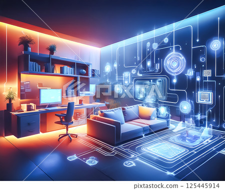 Smart home technology image material Living room 125445914