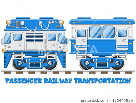Funny passenger train. Isolated on white background. Vector illustration. 125445939