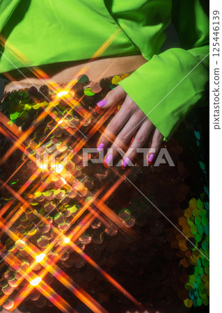Abstract background of woman skirt with star flare effect 125446139