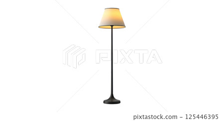 Modern Floor Lamp With Warm Light. Elegant Home Lighting Solution Isolated On Transparent Background 125446395