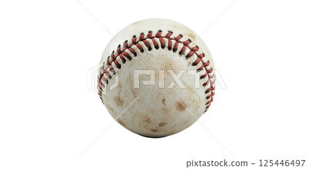 Worn Baseball With Red Stitching. Symbol Of Sports And Outdoor Recreation Isolated On Transparent Background Worn Baseball With Red Stitching. Symbol Of Sports And Outdoor Recreation Isolated On Transparent Background 125446497