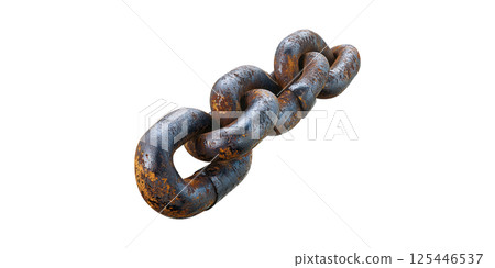 Rusty Metal Chain Link. Symbol Of Strength, Connection, And Durability Isolated On Transparent Background 125446537