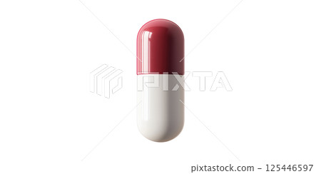 Red And Capsule Pill. Pharmaceutical Medicine And Healthcare Concept Isolated On Transparent Background 125446597