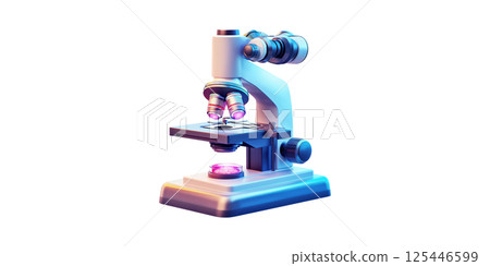 Colorful Laboratory Microscope. Scientific Research And Analysis Tool Isolated On Transparent Background 125446599