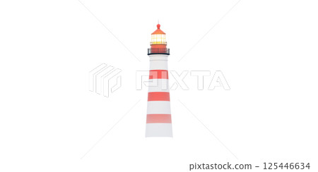 Lighthouse With Red And Stripes. Symbol Of Navigation And Safety Isolated On Transparent Background 125446634