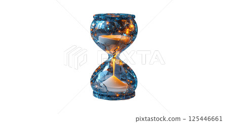 Digital Hourglass With Futuristic Design. Symbol Of Time, Technology, And Innovation Isolated On Transparent Background 125446661