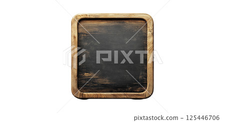 Square Wooden Chalkboard With Rustic Frame. Ideal For Menus, Messages, And Decorative Displays Isolated On Transparent Background 125446706