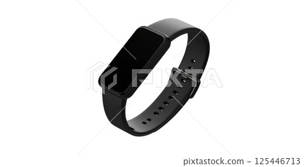 Black Fitness Tracker Smartwatch. Wearable Technology For Health And Fitness Monitoring Isolated On Transparent Background 125446713