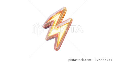 3D Lightning Bolt Icon With Neon Glow. Symbol Of Energy, Power, And Electricity Isolated On Transparent Background 3D Lightning Bolt Icon With Neon Glow. Symbol Of Energy, Power, And Electricity Isolated On Transparent Background 125446755