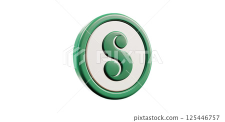 Green Circular Icon With Stylized "S" Symbol. Branding And Design Concept Isolated On Transparent Background 125446757