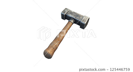 Rustic Wooden Handled Sledgehammer. Symbol Of Construction And Manual Labor Isolated On Transparent Background 125446759