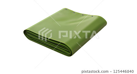 Folded Green Tarpaulin With Eyelets For Outdoor Protection And Shelter Solutions Isolated On Transparent Background Folded Green Tarpaulin With Eyelets For Outdoor Protection And Shelter Solutions Isolated On Transparent Background 125446840