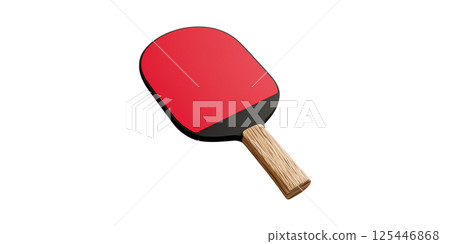 Table Tennis Paddle With Red Rubber. Sports Equipment For Ping Pong Games Isolated On Transparent Background 125446868