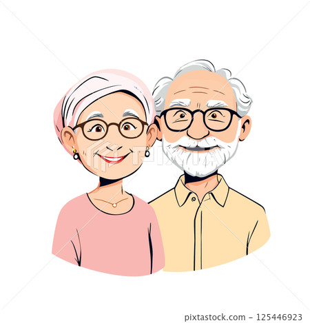 Vsai happy senior couple smiling and wearing eyeglasses Vsai happy senior couple smiling and wearing eyeglasses 125446923