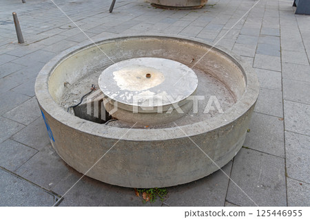Empty Round Water Fountain Empty Round Water Fountain 125446955
