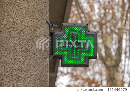 Green Cross Led Sign Green Cross Led Sign 125446979