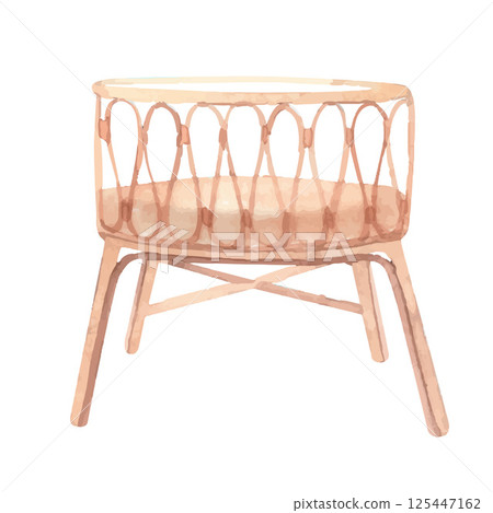 Watercolor baby cradle in boho style 125447162