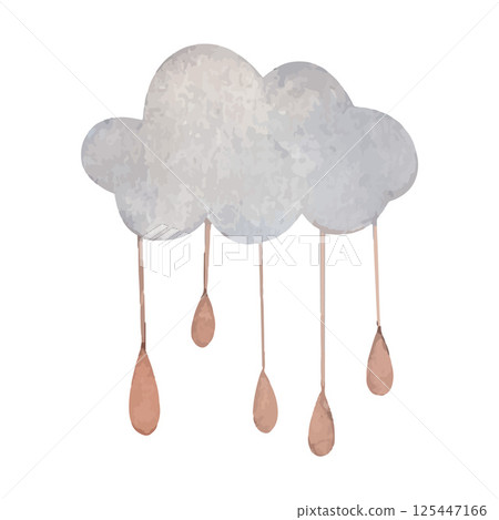 Watercolor rain cloud with drops Watercolor rain cloud with drops 125447166