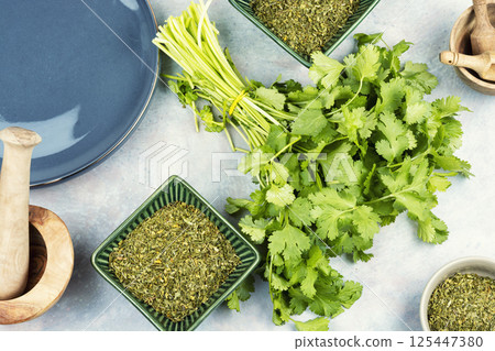 Cilantro herb leaf Cilantro herb leaf 125447380
