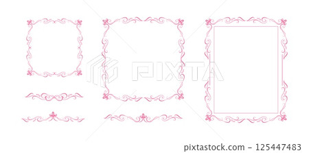 Set of 3 coquette bow frames and 3 text delimiters Set of 3 coquette bow frames and 3 text delimiters 125447483