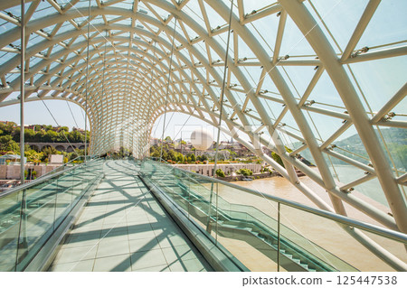 Beautiful bridge of peace in Tbilisi with no people Beautiful bridge of peace in Tbilisi with no people 125447538
