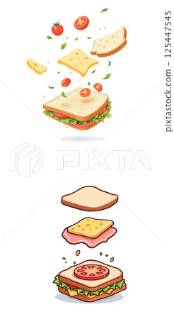 Vsai sandwich ingredients floating and creating a delicious meal 125447545
