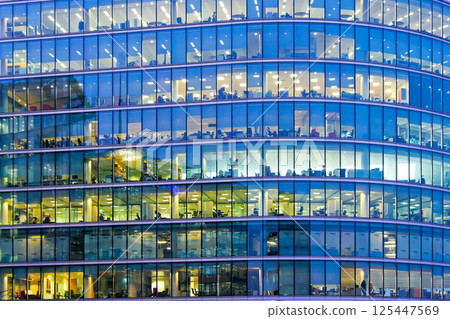 Blue office windows Blue office windows 125447569