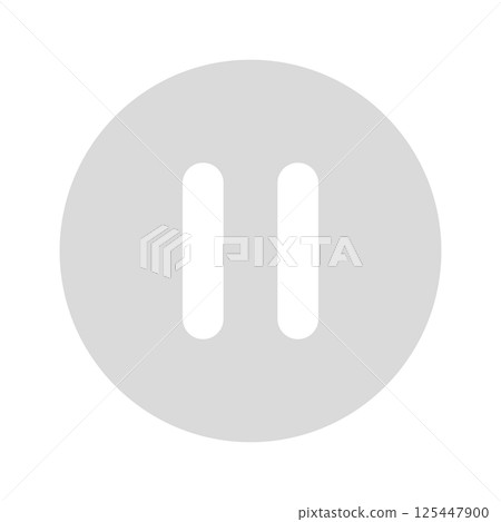 Gray pause button icon - Simple and stylish semi-transparent pause mark UI material 125447900